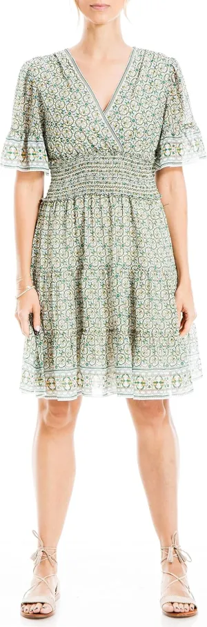 Max Studio Women's Sleeve Tiered Short Dress