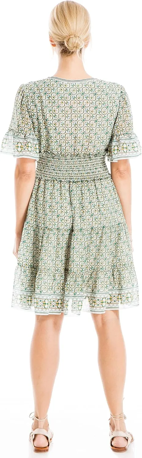 Max Studio Women's Sleeve Tiered Short Dress