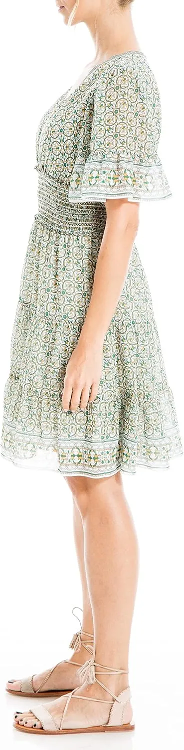 Max Studio Women's Sleeve Tiered Short Dress