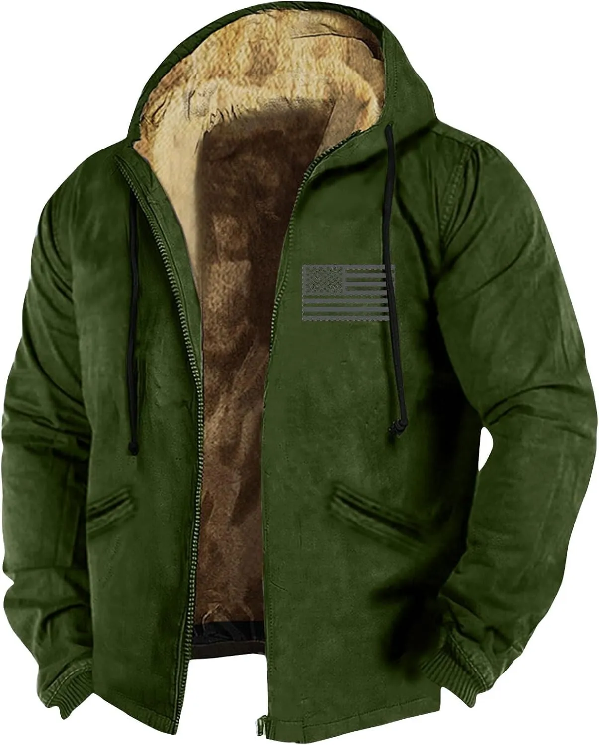 Men Winter Sherpa Lined Jacket Heavyweight Fleece Warm Trucker Hoodies Coat Big And Tall Jackets For Men Hoodie