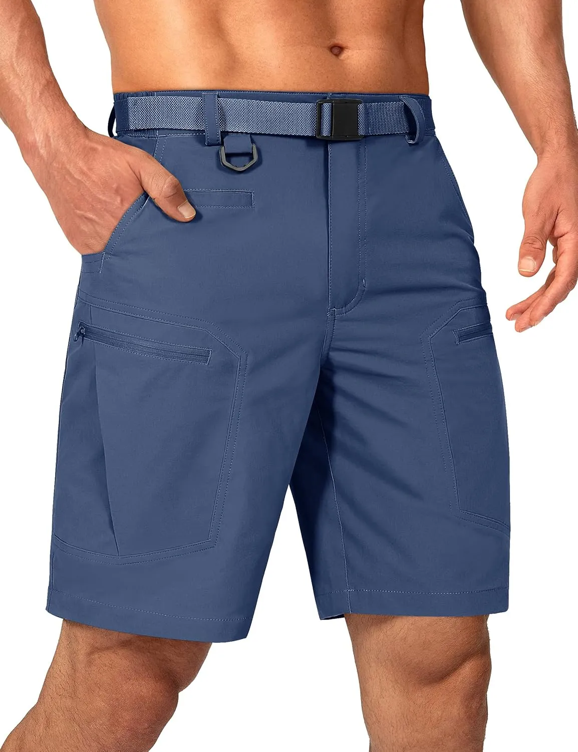 Mens Cargo Hiking Shorts Water Resistant Quick Dry Lightweight Breathable Tactical Shorts with Nylon Belt