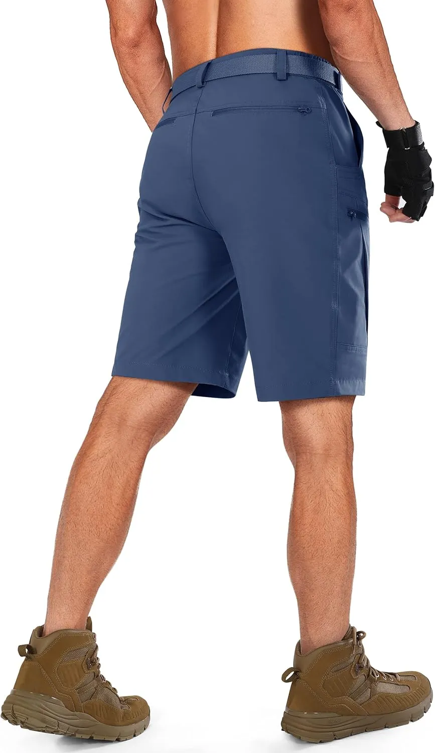 Mens Cargo Hiking Shorts Water Resistant Quick Dry Lightweight Breathable Tactical Shorts with Nylon Belt