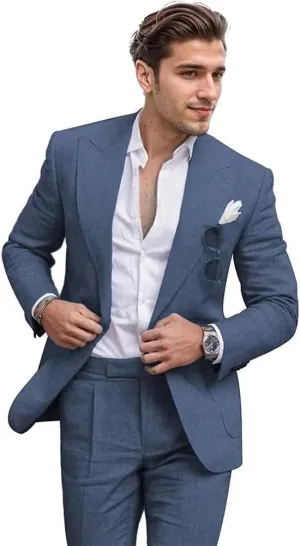 Mens Casual Sport Coat Blazer Linen Slim Fit Business Jacket One Button Travel Blazer Suit Jacket