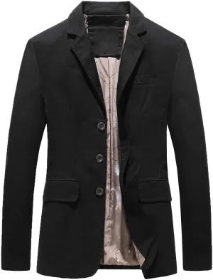 Men's Casual Three-Button Lined Cotton Twill Suit Jacket Long Sleeve Notch Lapel Blazer Jackets Outwear with Pockets