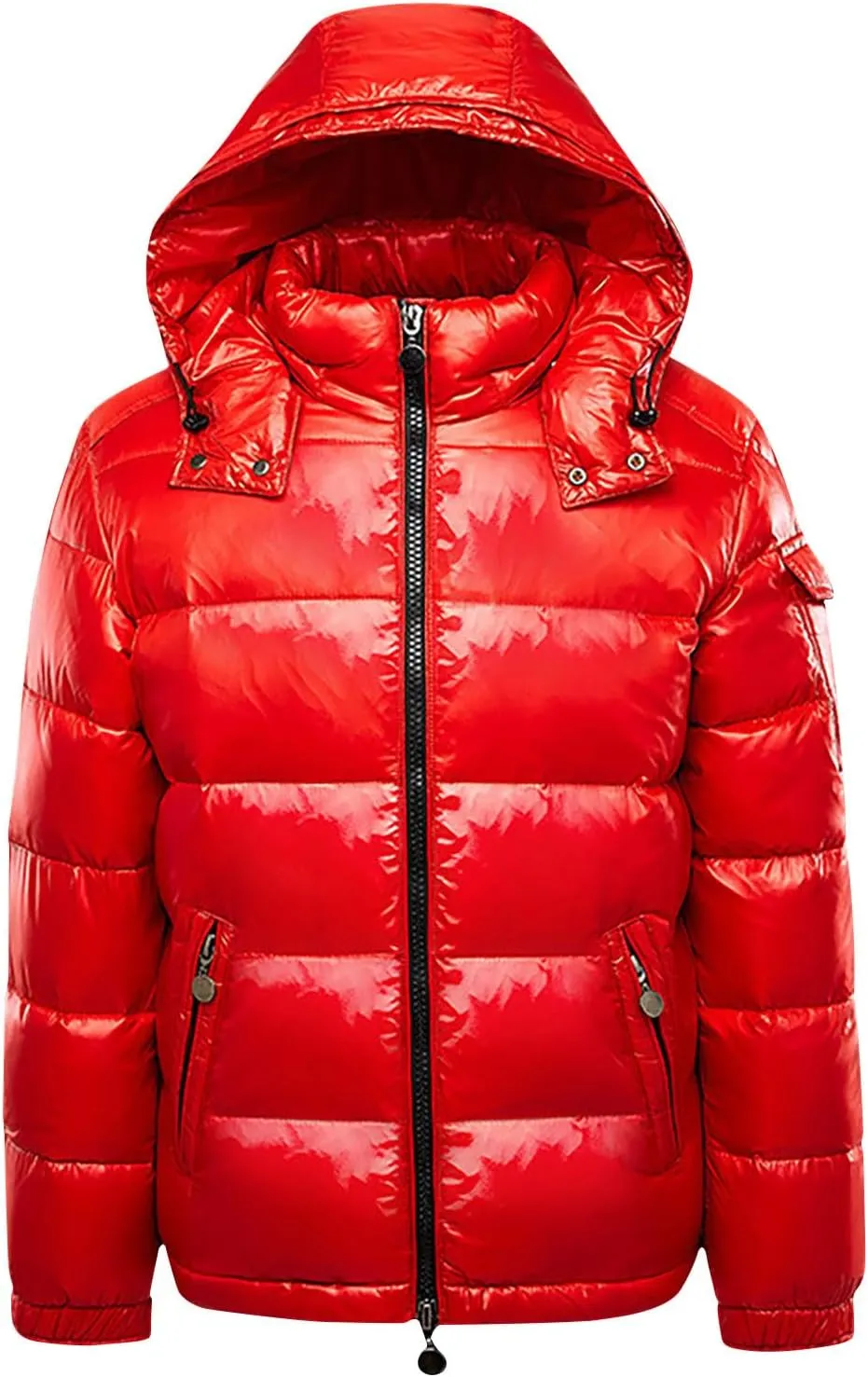 MenS Hooded Puffer Jacket Lightweight Insulation Winter Warm Coat Cropped Shiny Down Jacket Clearance Deals