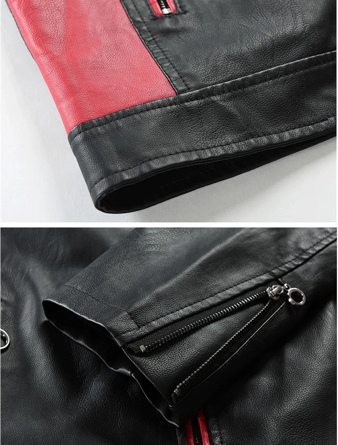Mens Jacket Motorcycle Vintage Pu Stand Collar Coats Faux Leather Jackets Bomber Fashion Slim Fit Jacket Coat