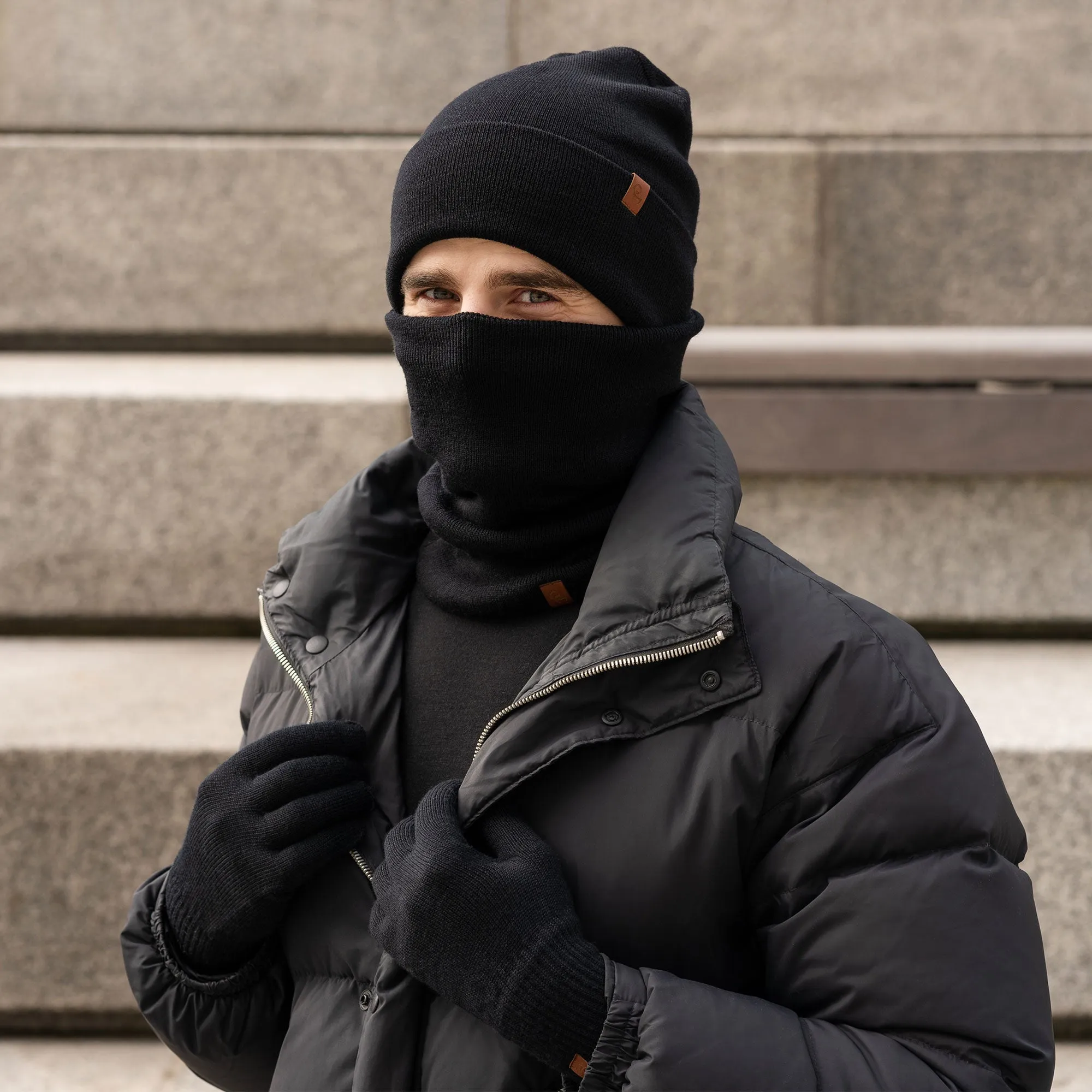 Men's Knit Beanie, Gaiter & Gloves 3-Piece