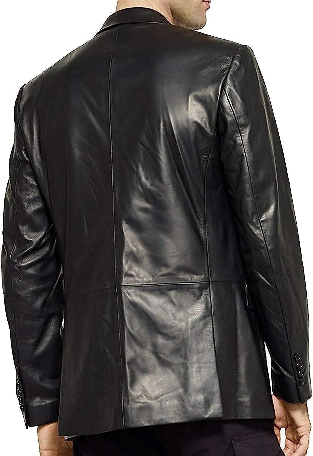 Mens Leather Blazer  Lambskin Leather Blazer Men Genuine Leather Jacket Blazers - Men's Real Leather Sport Coat