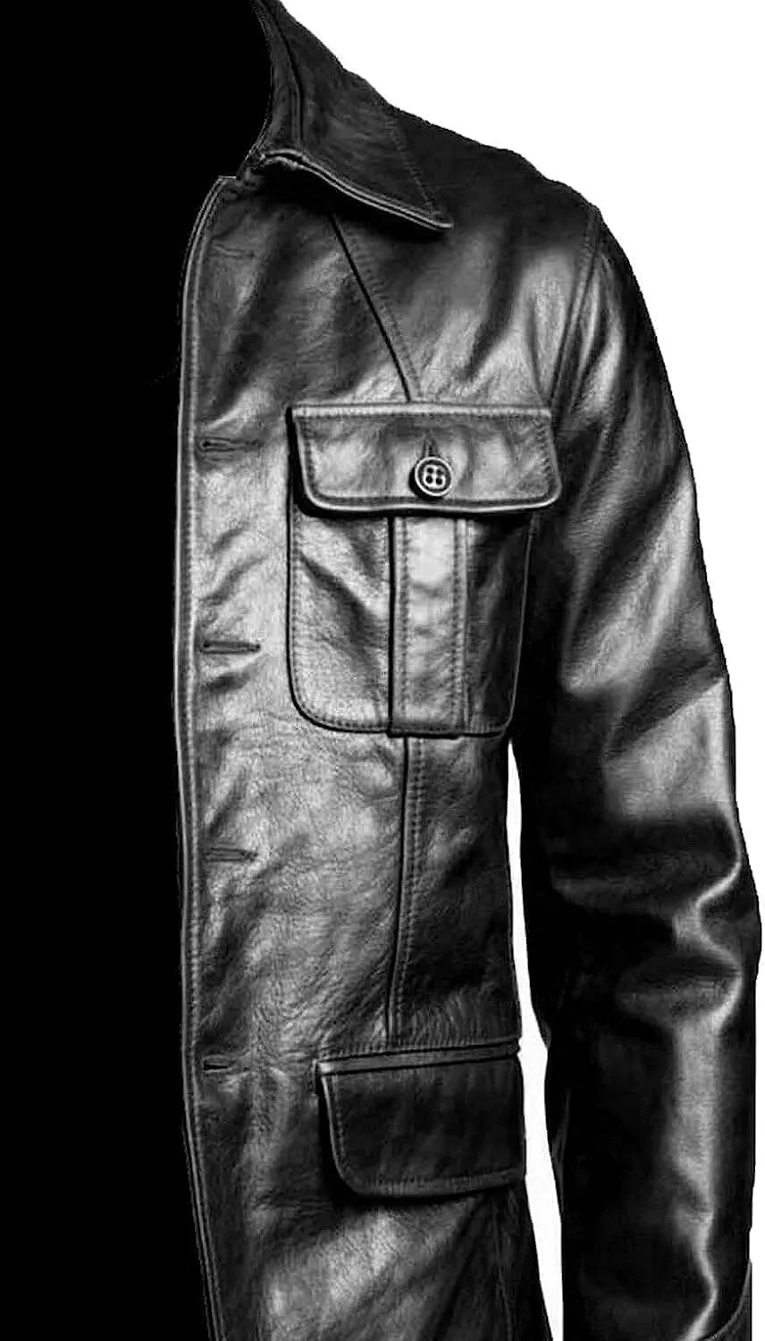 Mens Leather Blazer  Lambskin Leather Blazer Men Genuine Leather Jacket Blazers - Men's Real Leather Sport Coat