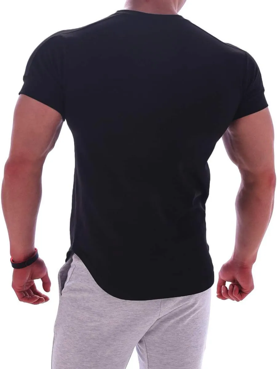 Mens Muscle Cotton Lightweight Workout Short Sleeve T-Shirts Gym Sweat Tee T24