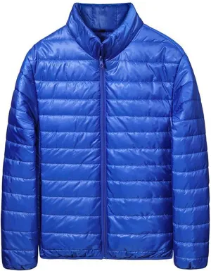 Mens Puffer Jacket Packable Lightweight Waterproof Workout Down Jacket Plus Size Sport Work Winter Coat with Pockets