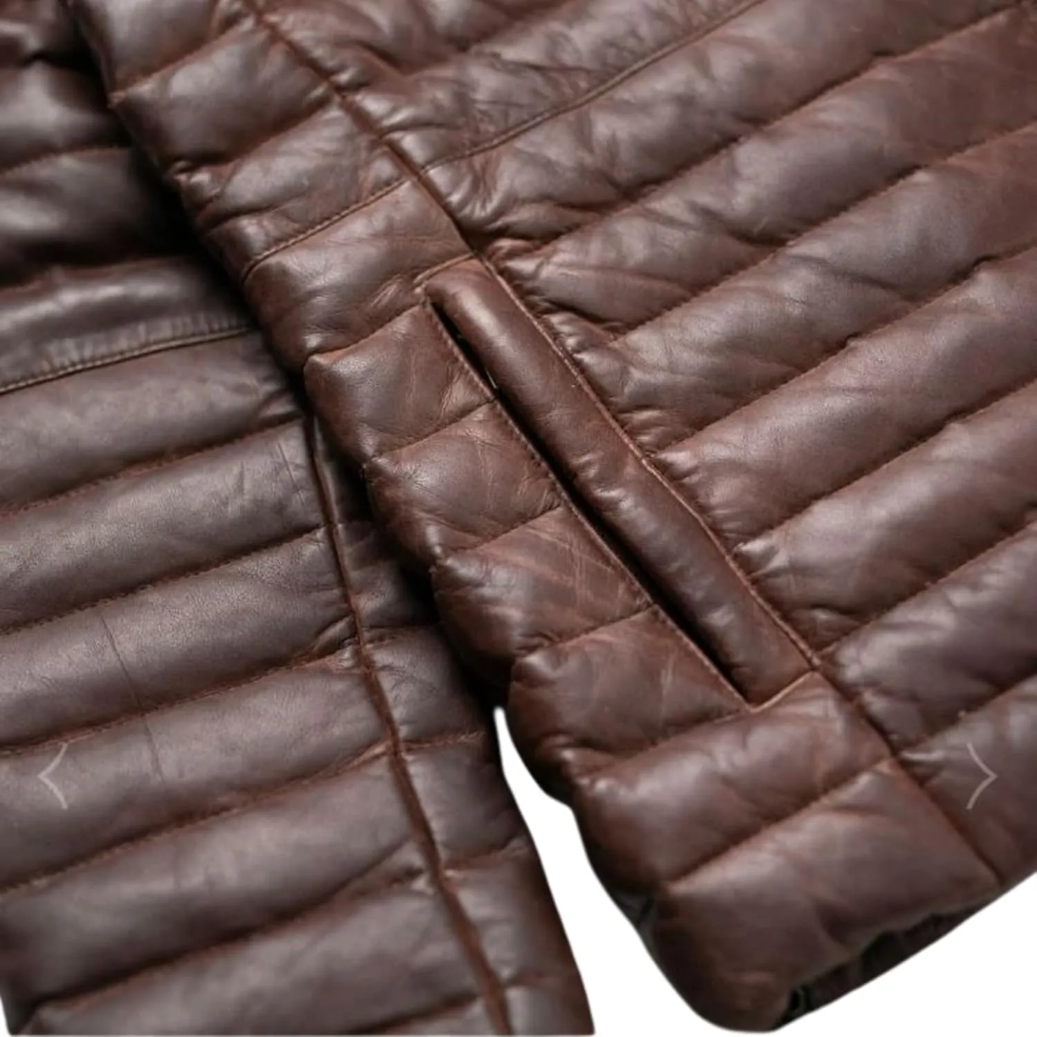 Mens Puffer Jacket Real Lambskin Leather Down Jacket Lightweight Zip Up Winter Mens Puffer Coat