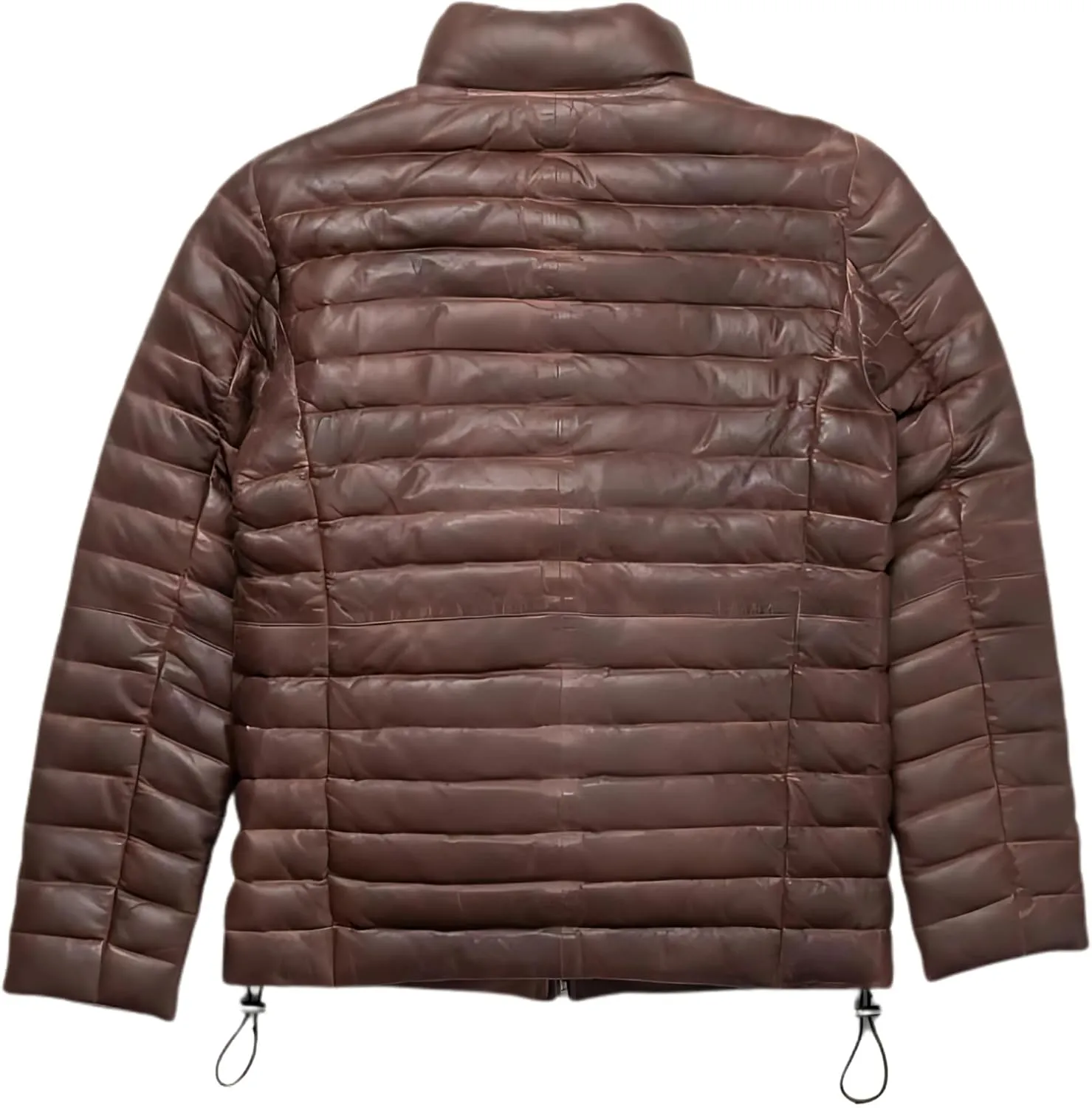 Mens Puffer Jacket Real Lambskin Leather Down Jacket Lightweight Zip Up Winter Mens Puffer Coat