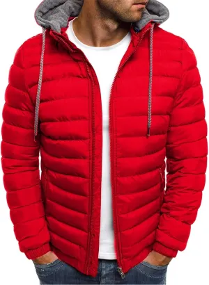 Mens Puffer Jacket Winter Warm Hooded Quilted Down Jacket Outerwear Lightweight Zip Up Insulated Padded Coat