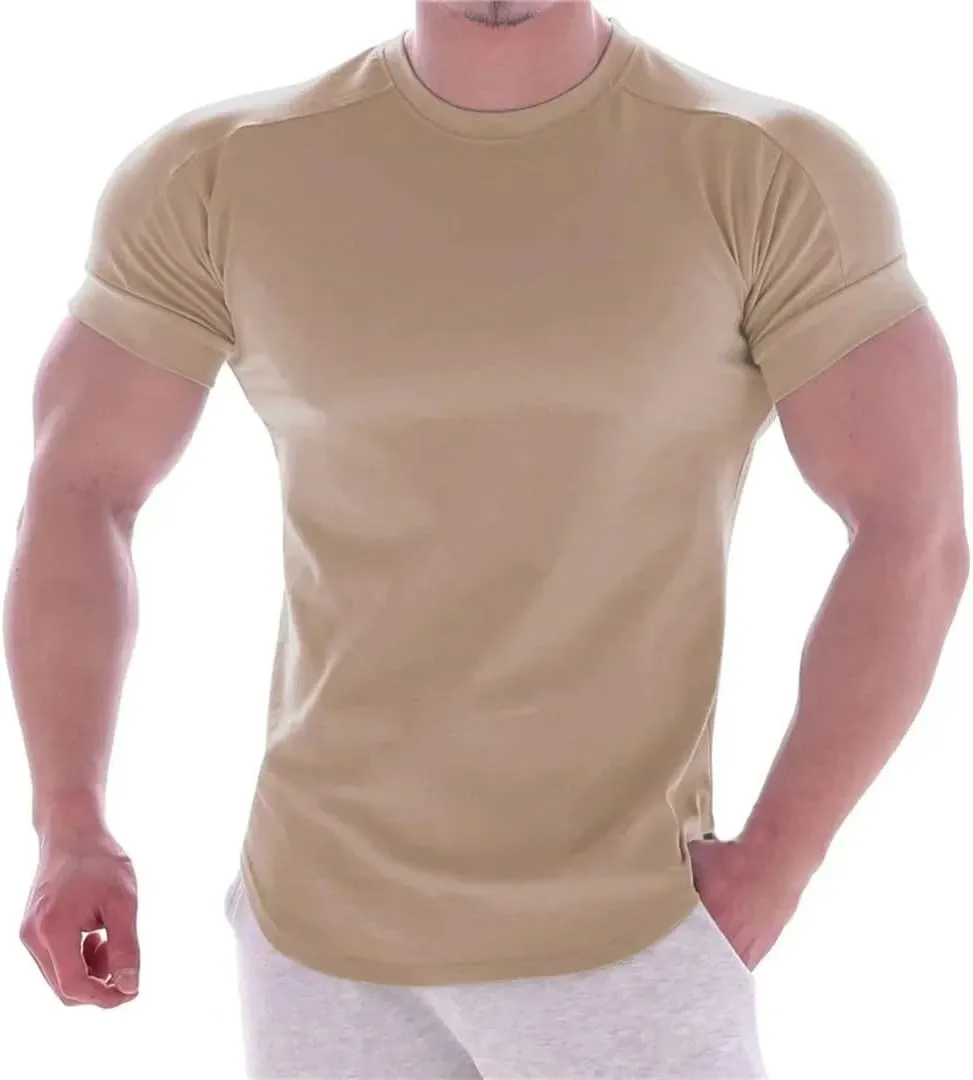 Mens Quick Dry T Shirt Stretch Short Sleeve Sports Top Summer Running Basketball Training Athletic Tee