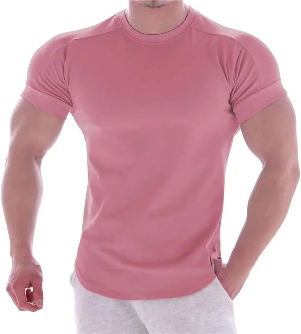 Mens Quick Dry T Shirt Stretch Short Sleeve Sports Top Summer Running Basketball Training Athletic Tee