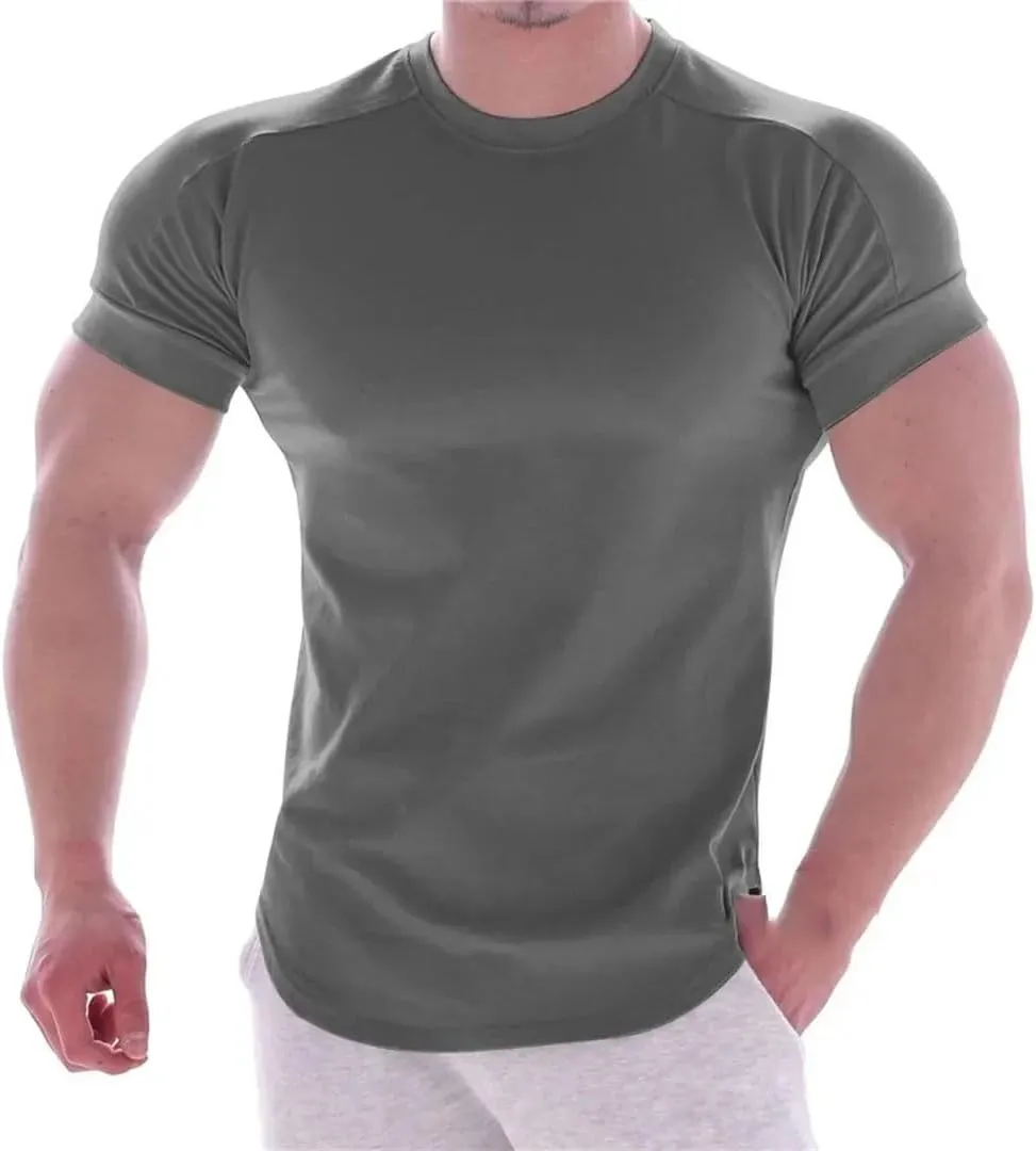 Mens Quick Dry T Shirt Stretch Short Sleeve Sports Top Summer Running Basketball Training Athletic Tee