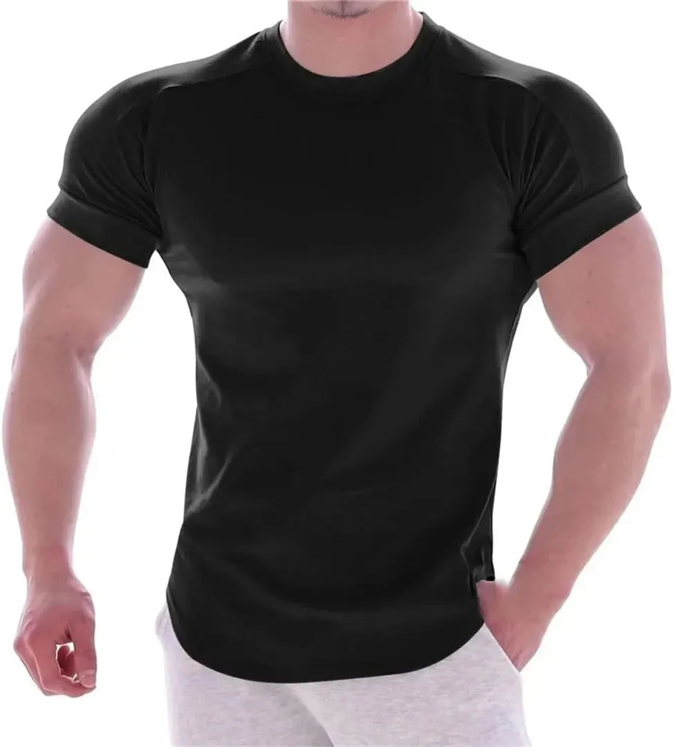 Mens Quick Dry T Shirt Stretch Short Sleeve Sports Top Summer Running Basketball Training Athletic Tee