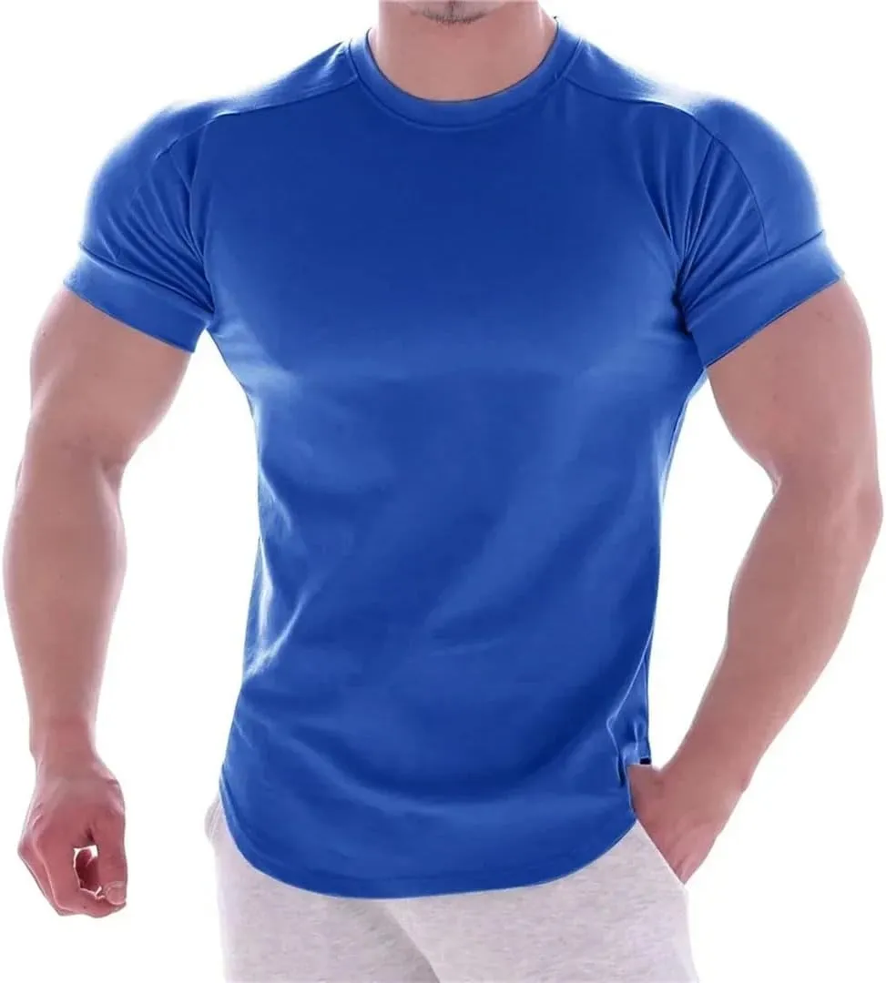 Mens Quick Dry T Shirt Stretch Short Sleeve Sports Top Summer Running Basketball Training Athletic Tee