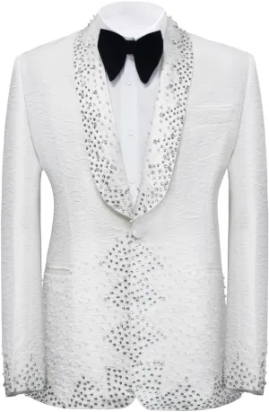 Men's Rhinestone Blazer, Handmade, Single Breasted, Slim Fit, Black Dinner Jacket