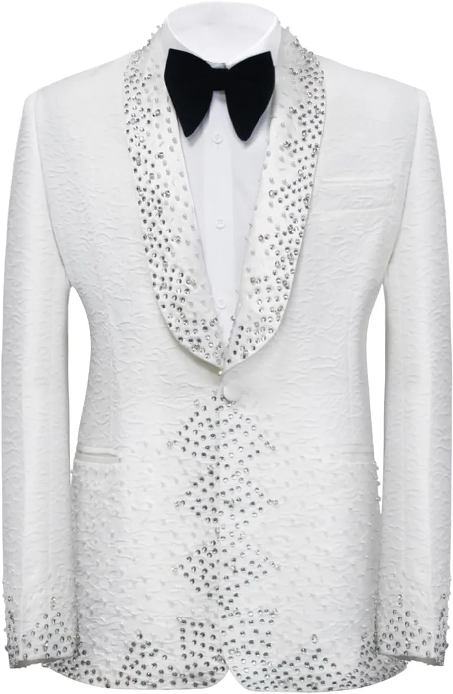 Men's Rhinestone Blazer, Handmade, Single Breasted, Slim Fit, Black Dinner Jacket