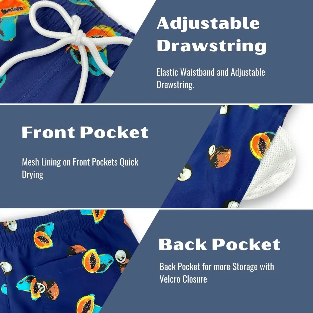 Mens Swim Trunks 5in Board Shorts Quick Dry Swim Shorts with Mesh Lining and Pockets