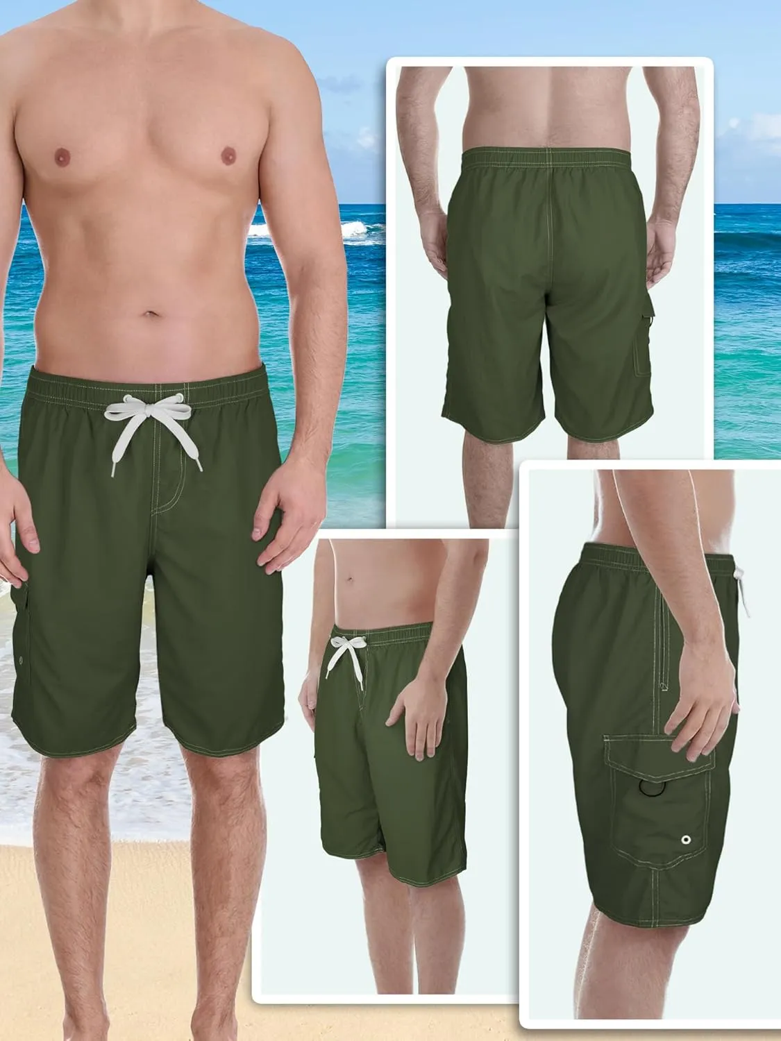 Mens Swim Trunks Swim Shorts Swimwear Swimsuit Beach Shorts Bathing Suits Quick Dry Waterproof