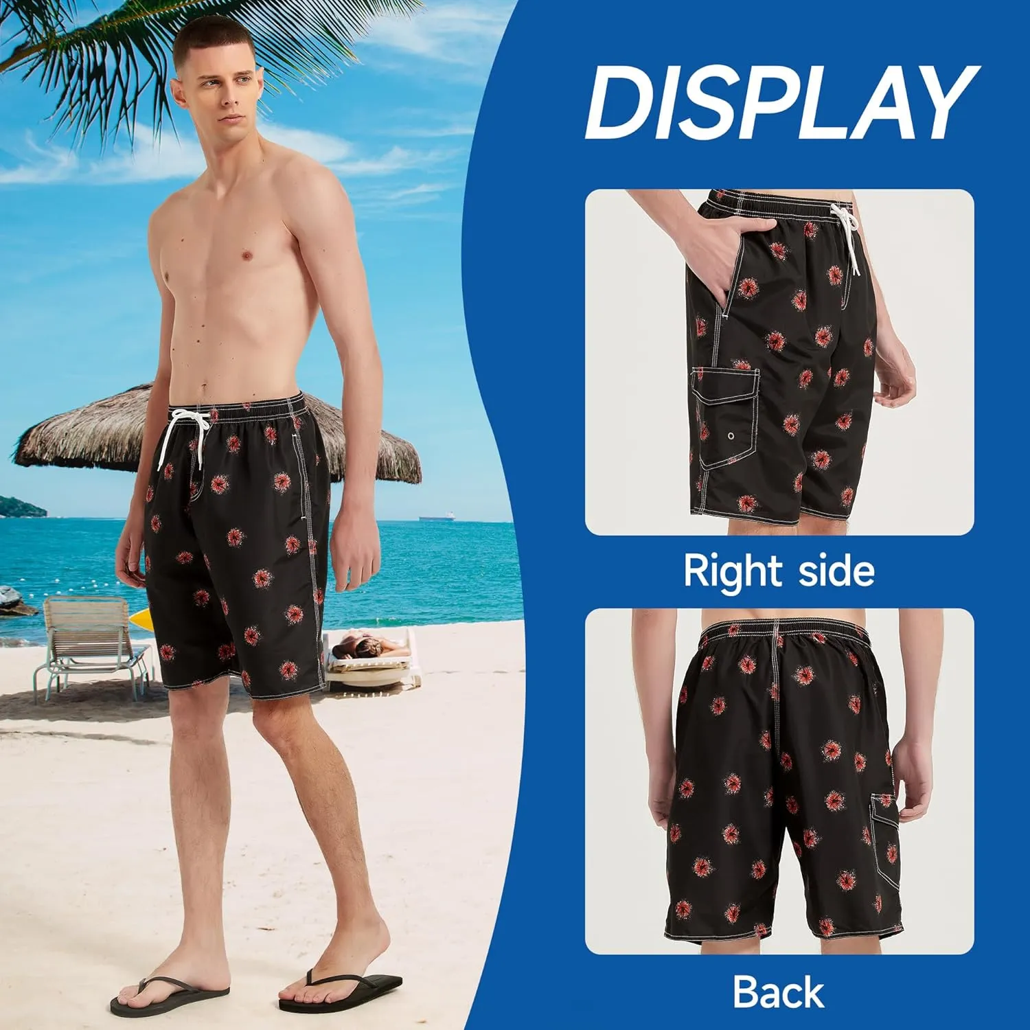 Mens Swim Trunks Swim Shorts Swimwear Swimsuit Beach Shorts Bathing Suits Quick Dry Waterproof
