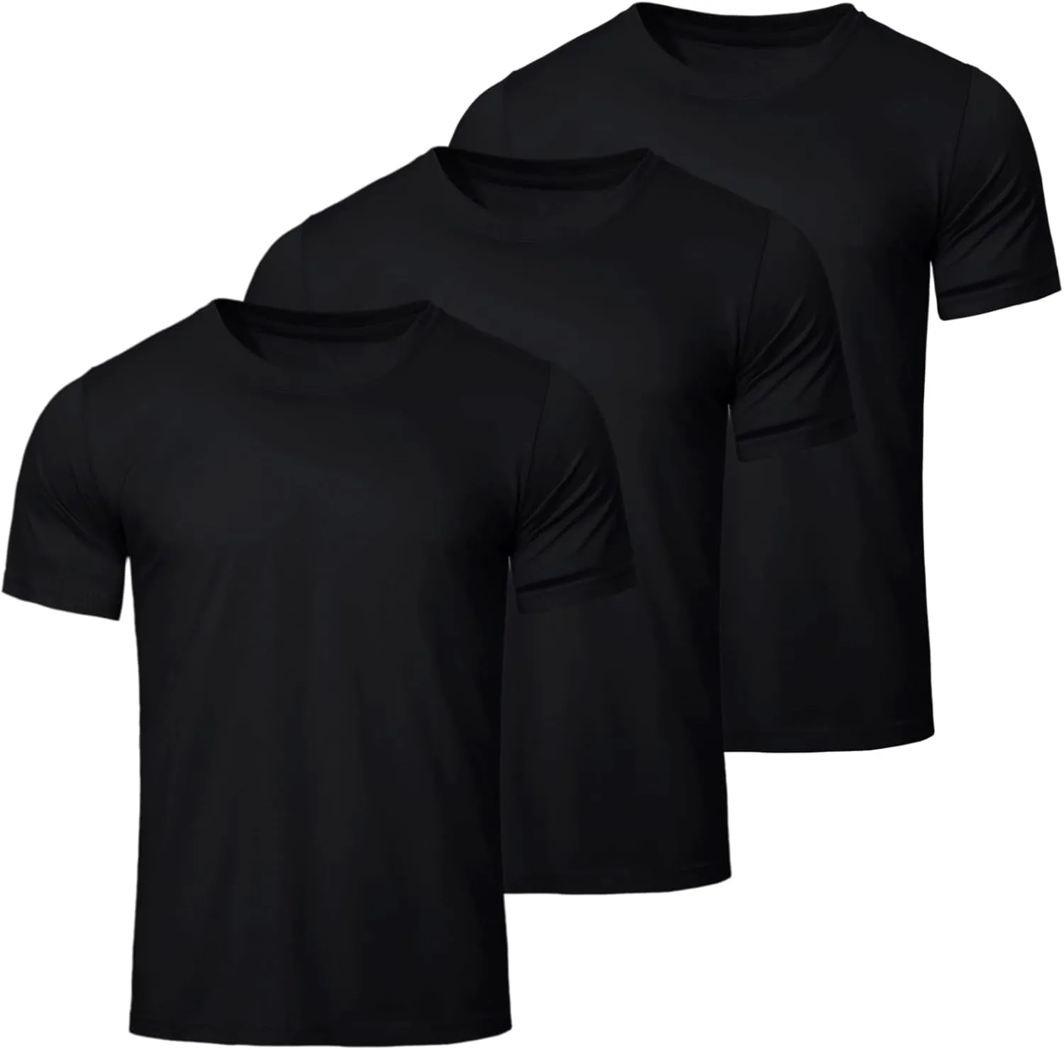 Mens T-Shirts Short Sleeve Stretch Moisture-Wicking Crewneck Cotton Shirt for Man Athletic Running Gym Workout