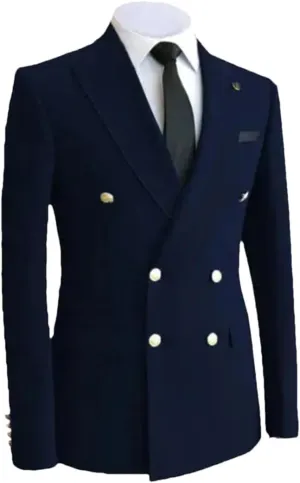 Mens Wedding Suits Jacket Formal Double Breasted Slim Fit Wool Blend Blazers Tuxedos Prom Dress Coat