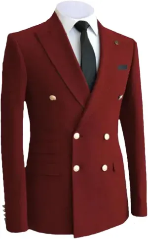 Mens Wedding Suits Jacket Formal Double Breasted Slim Fit Wool Blend Blazers Tuxedos Prom Dress Coat