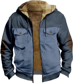 Men's Winter Coat Sherpa Fleece Lined Jacket Full Zip Up Thick Heavyweight Hoodie Winter Sweatshirts Coat