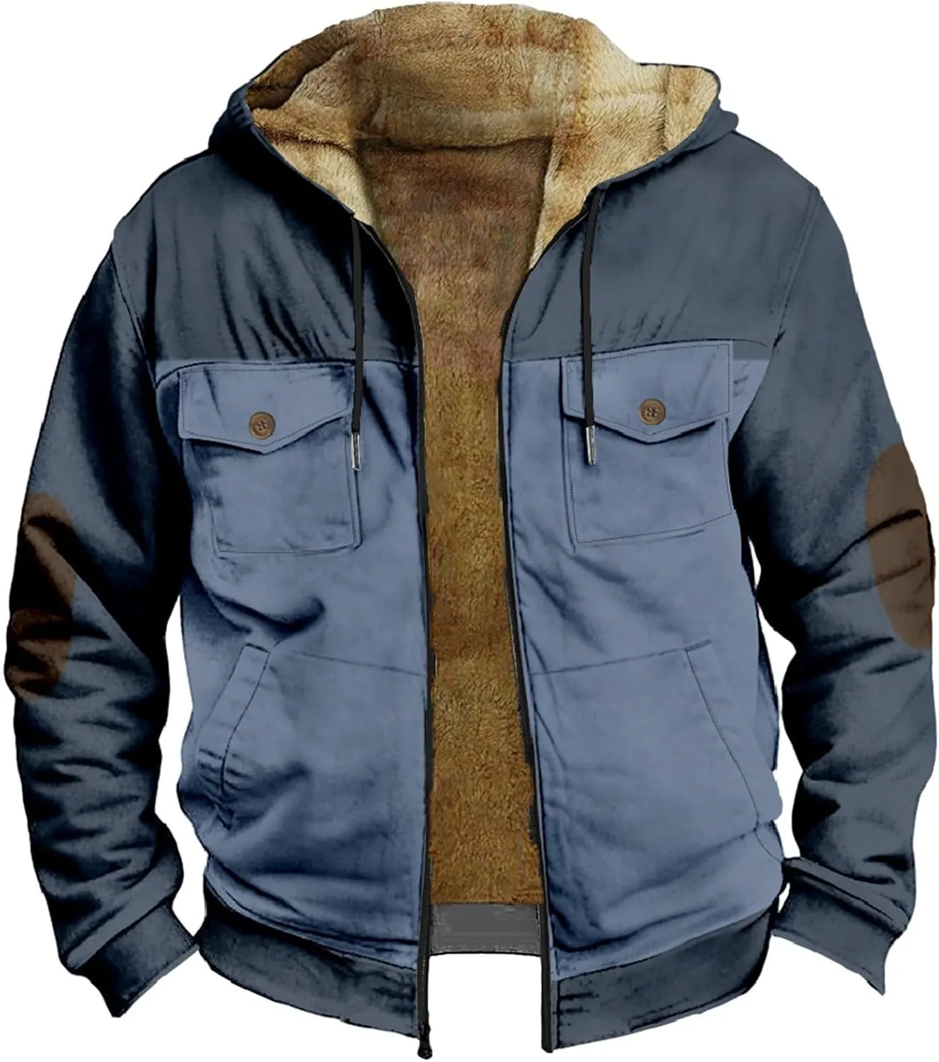Men's Winter Coat Sherpa Fleece Lined Jacket Full Zip Up Thick Heavyweight Hoodie Winter Sweatshirts Coat