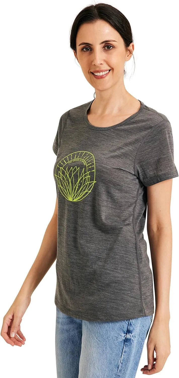 METARINO Merino Wool T-Shirt Women Short Sleeve Lightweight Crew Neck Base Layer Tee Shirt for Hiking,Sport