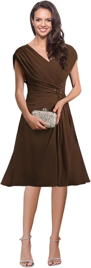 Miao Duo Half Sleeve Mother of The Bride Dresses for Women Wedding Ruffle A Line Chiffon Formal Evening Dress YZTS244