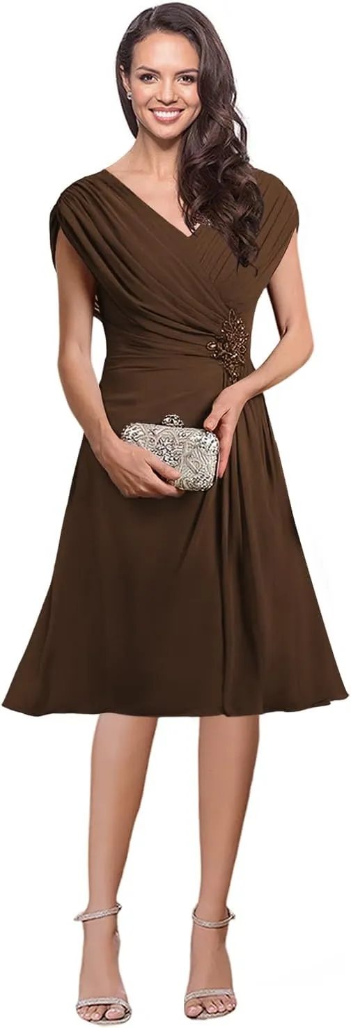 Miao Duo Half Sleeve Mother of The Bride Dresses for Women Wedding Ruffle A Line Chiffon Formal Evening Dress YZTS244