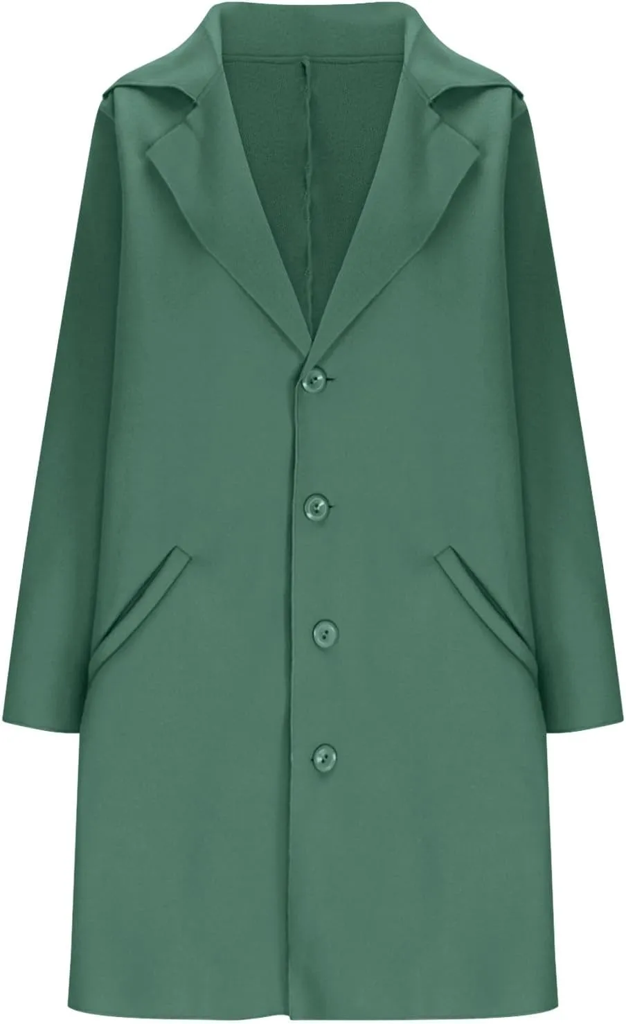 Mid-Length Trench Coats for Women Casual Notched Lapel Wool Single-Breasted Jackets Windbreaker Outerwear Overcoats