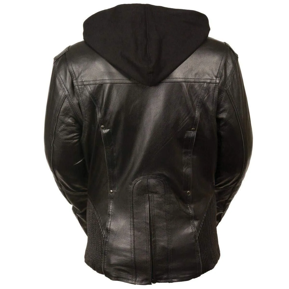 Milwaukee Leather Women's Reflective Tribal 3/4 Length Black Leather Jacket with Gun Pocket