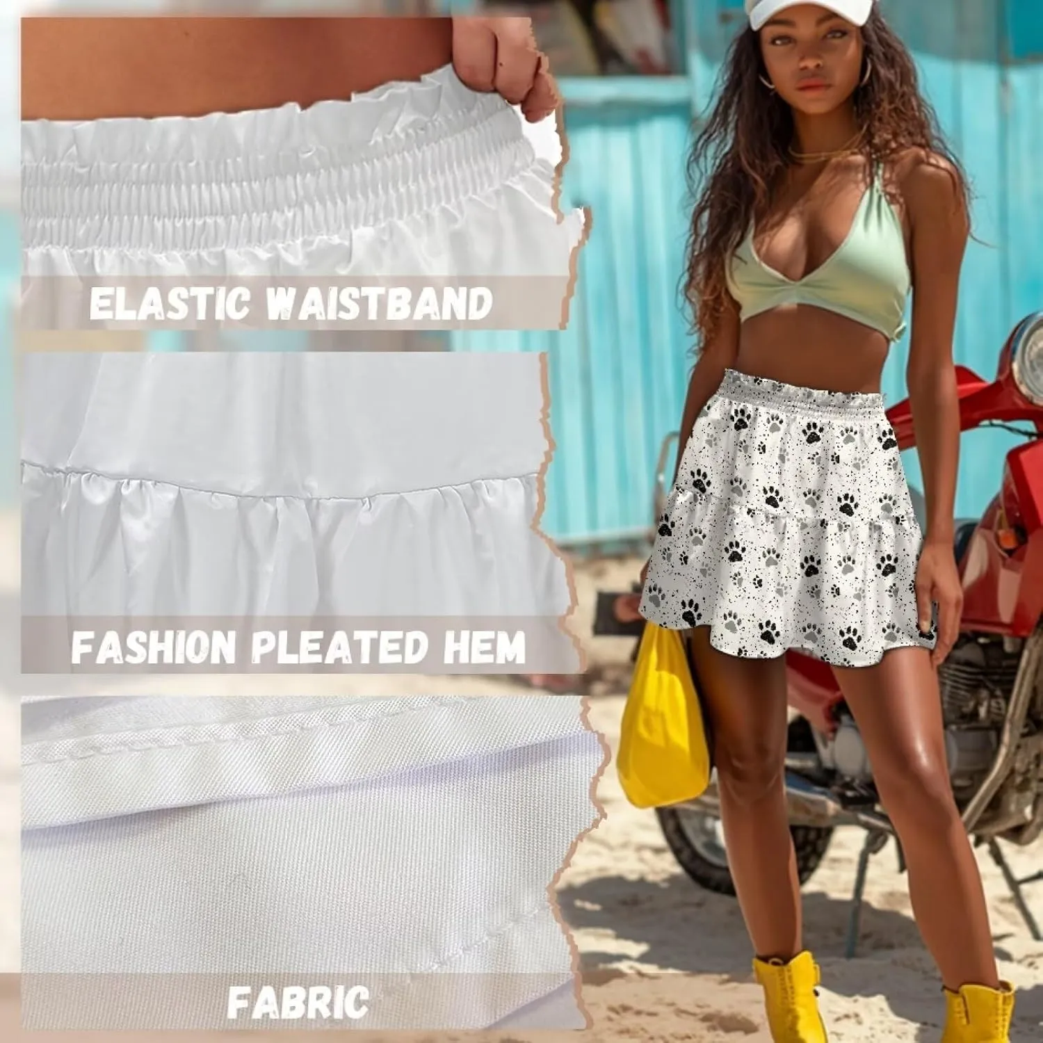 Mini Skirt for Women High Waist Skater Skirt Ruffle Slim Skirt Airy Soft Summer Short Skirt Dating Club Party Dress