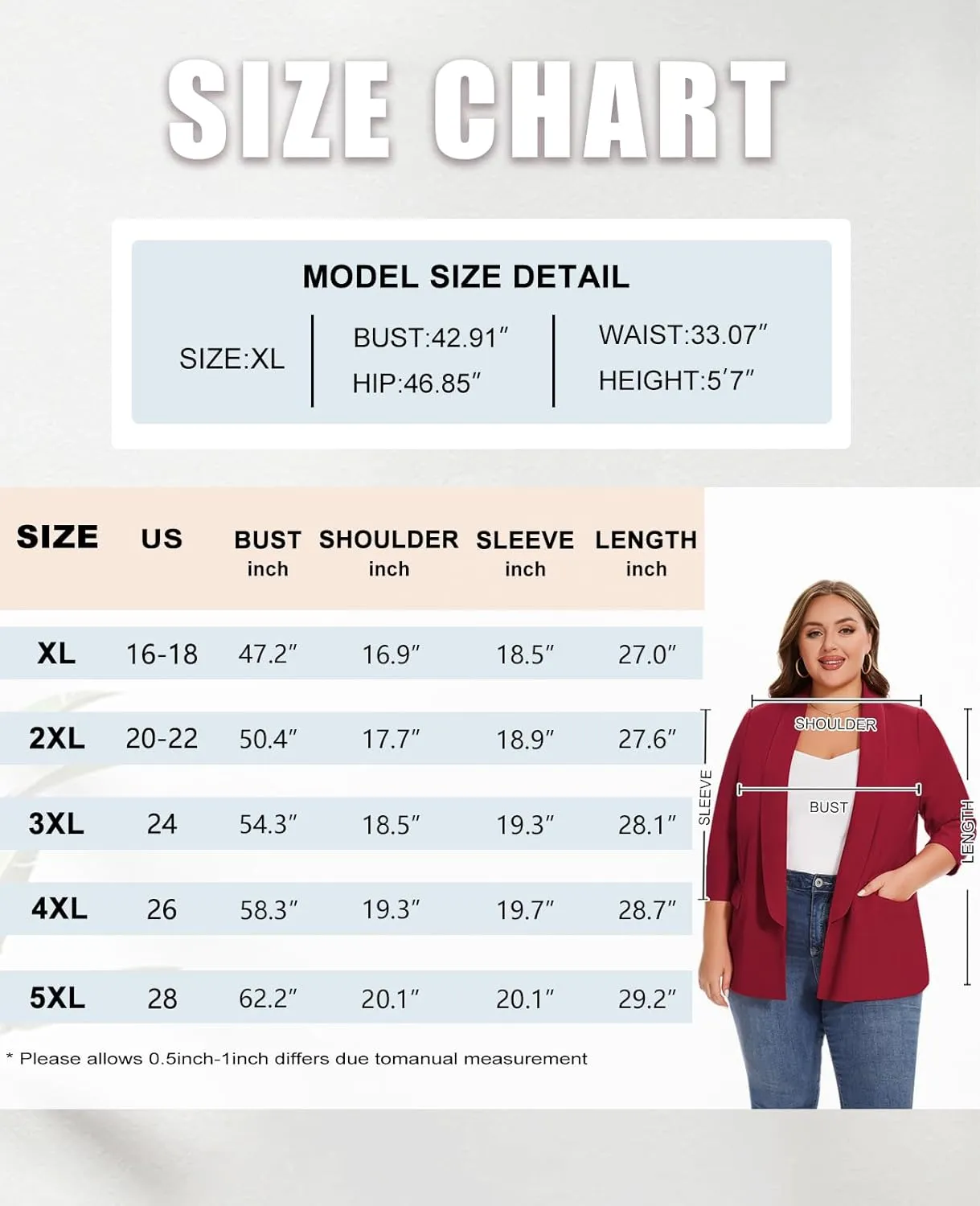 MINTLIMIT Plus Size Blazers for Women Casual Work Office 3/4 Sleeve Open Front Cardigan Suit Jacket Blazer with Pockets