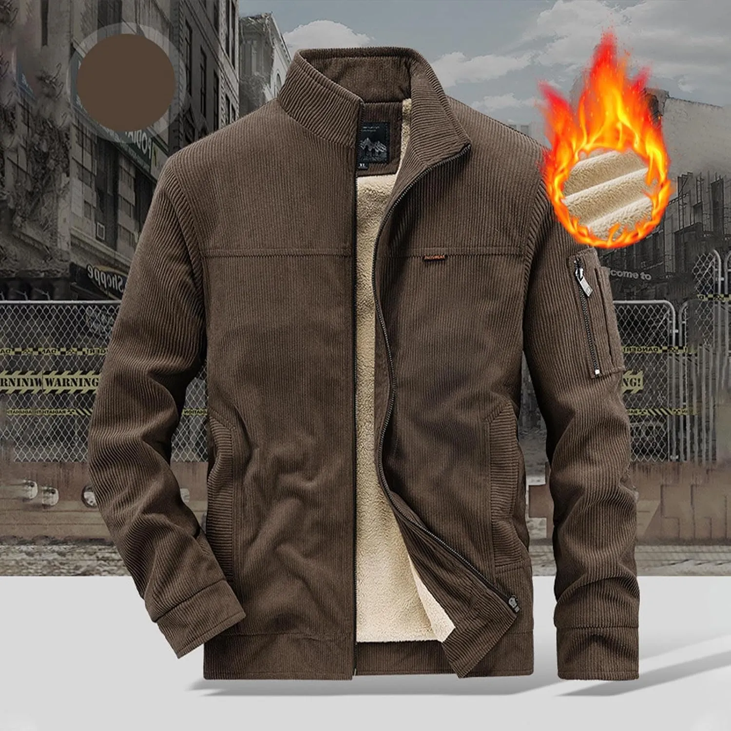 Muscularfit Men's Padded Puffer Jackets 2024 Solid Color With Zip Pockets Fashion Coats Winter Warm Windproof Zipper Jacket