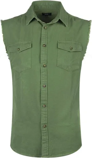 NUTEXROL Men's Sleeveless Denim/Cotton Shirt Biker Vest 2 Front Pockets