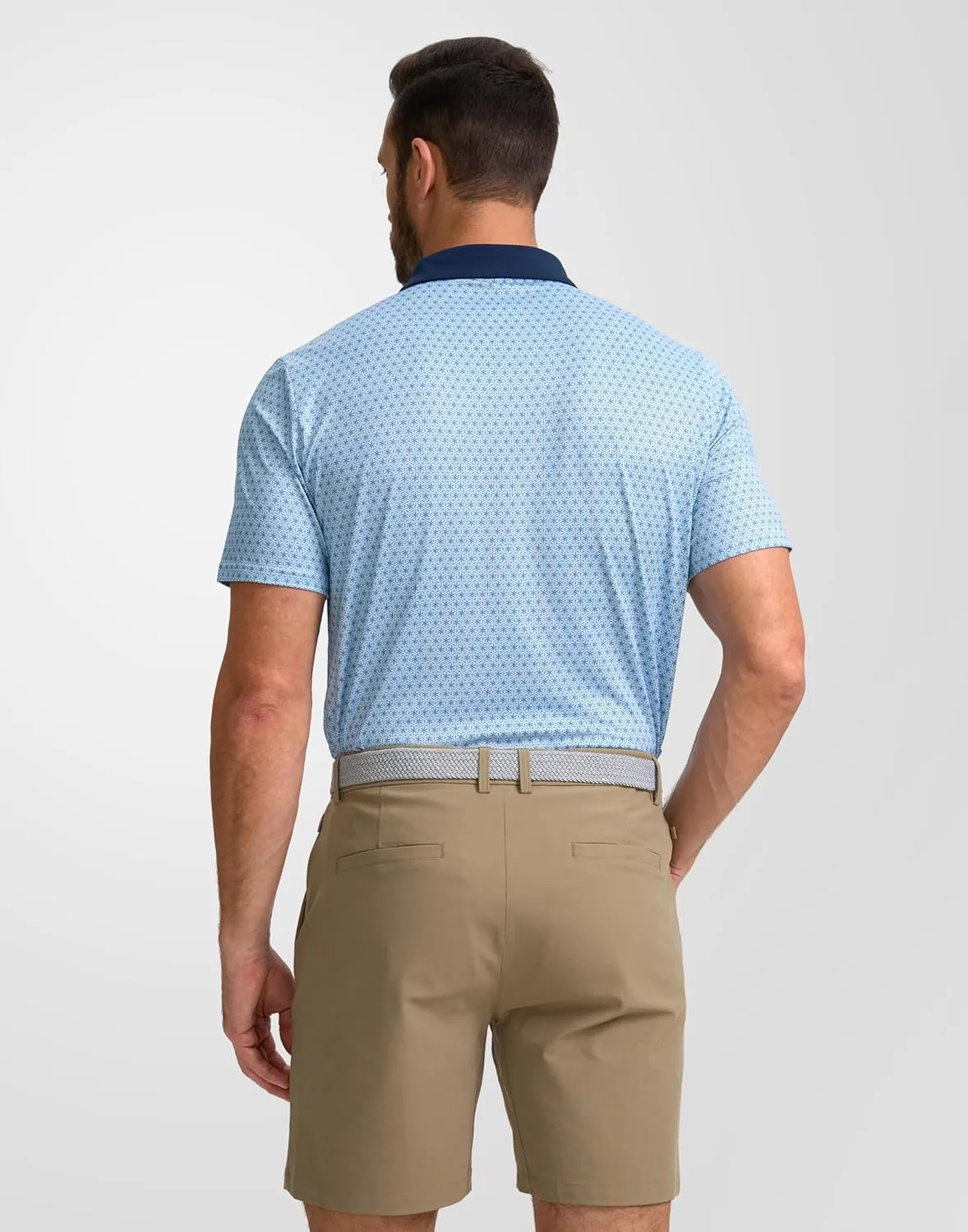 Obla Mens Golf Polo Shirts Short Sleeve Dry Fit Performance Moisture Wicking Casual Print Collared Golf Shirts for Men