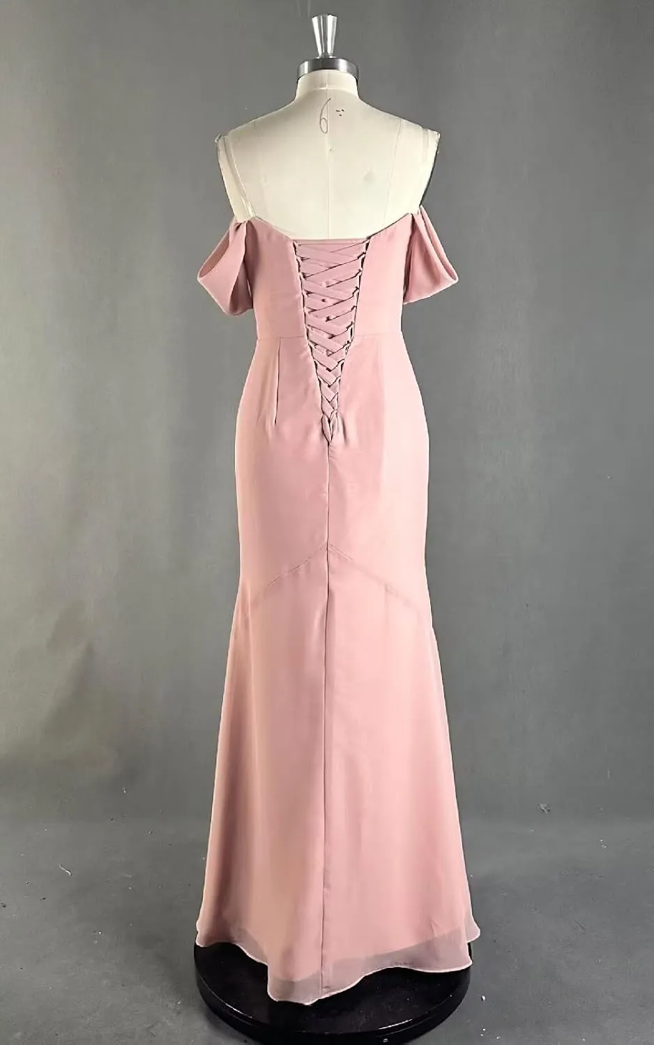 Off The Shoulder Bridesmaid Dress with Slit Chiffon Long Formal Evening Dresses for Women