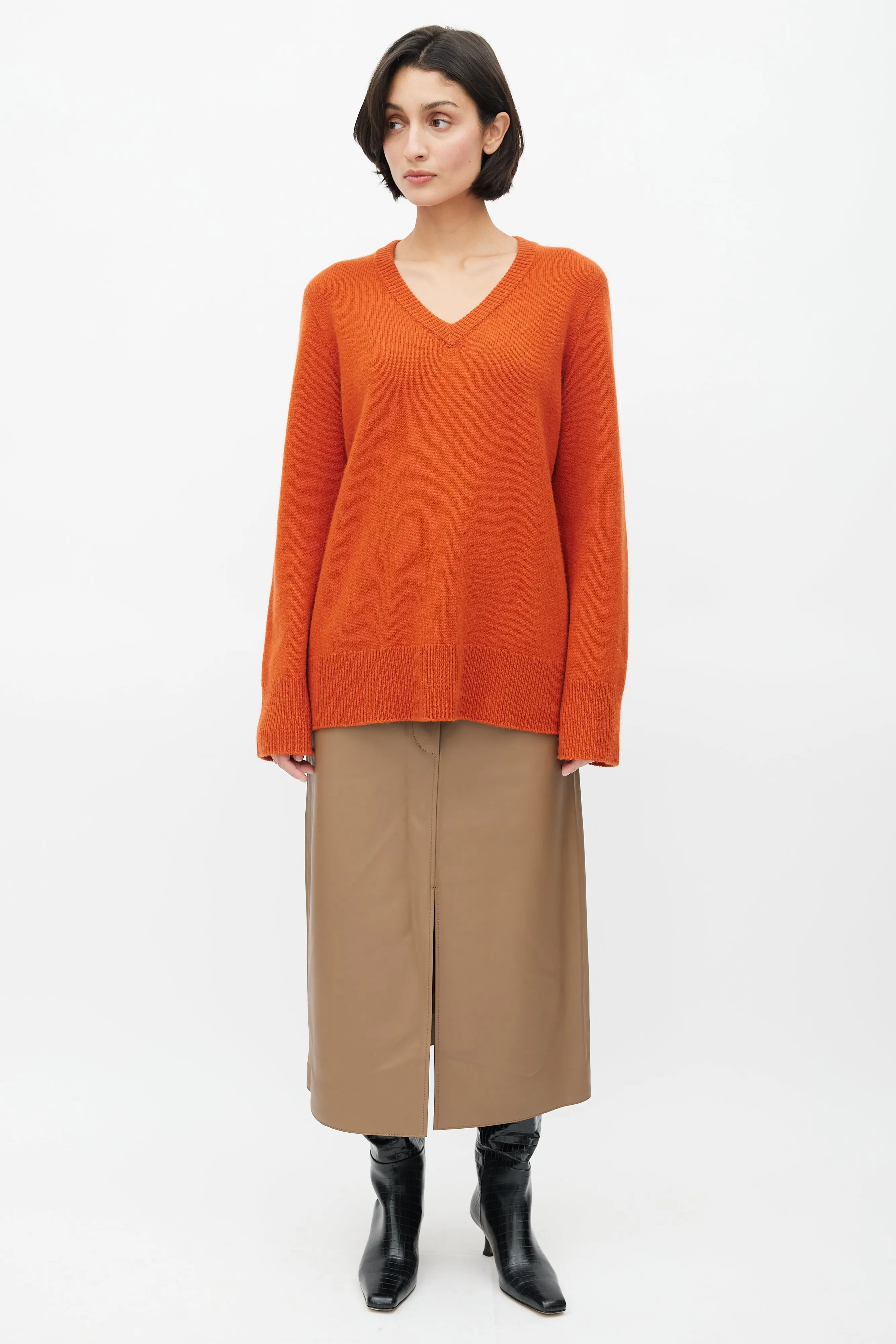 Orange Wool Knit Sweater