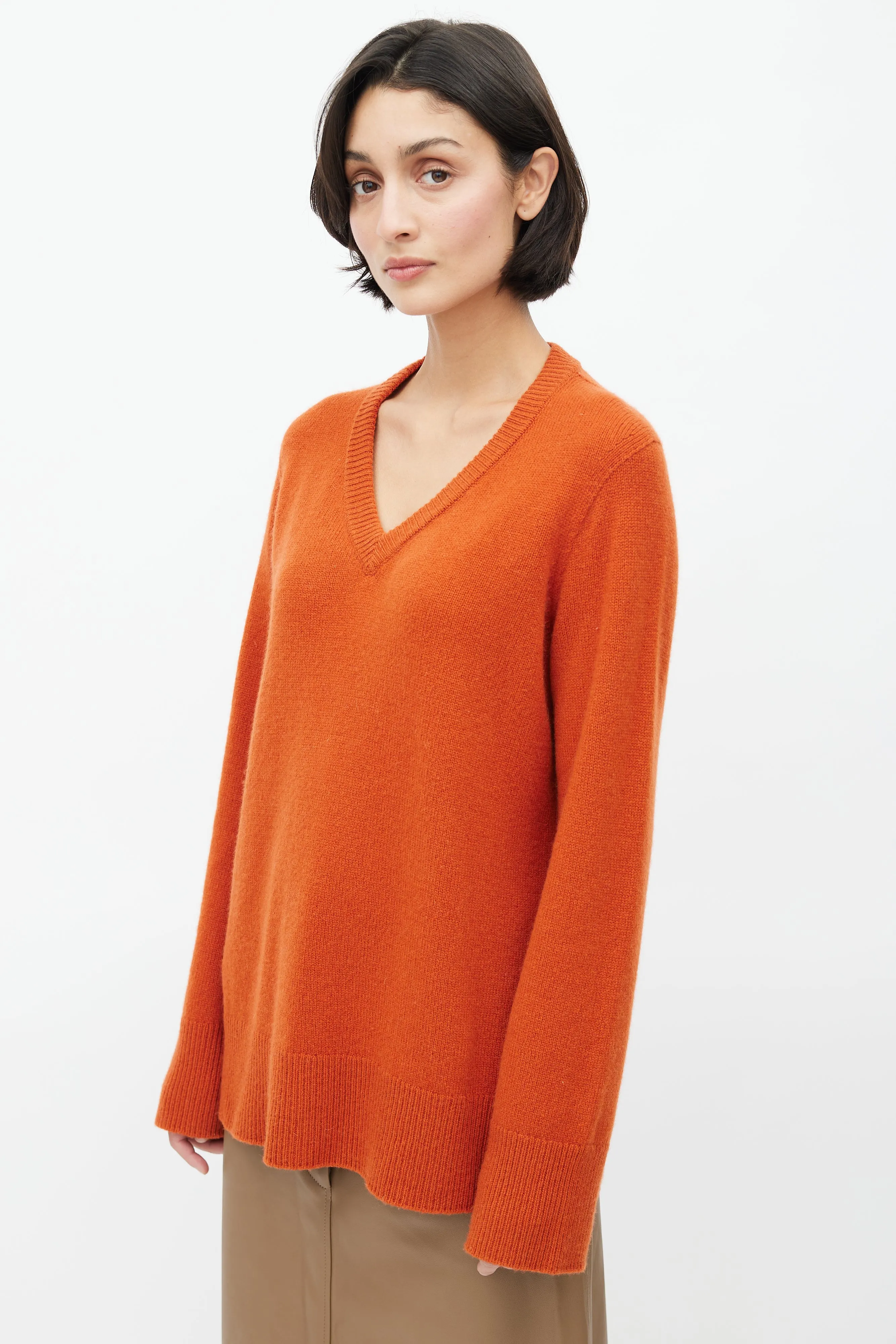 Orange Wool Knit Sweater