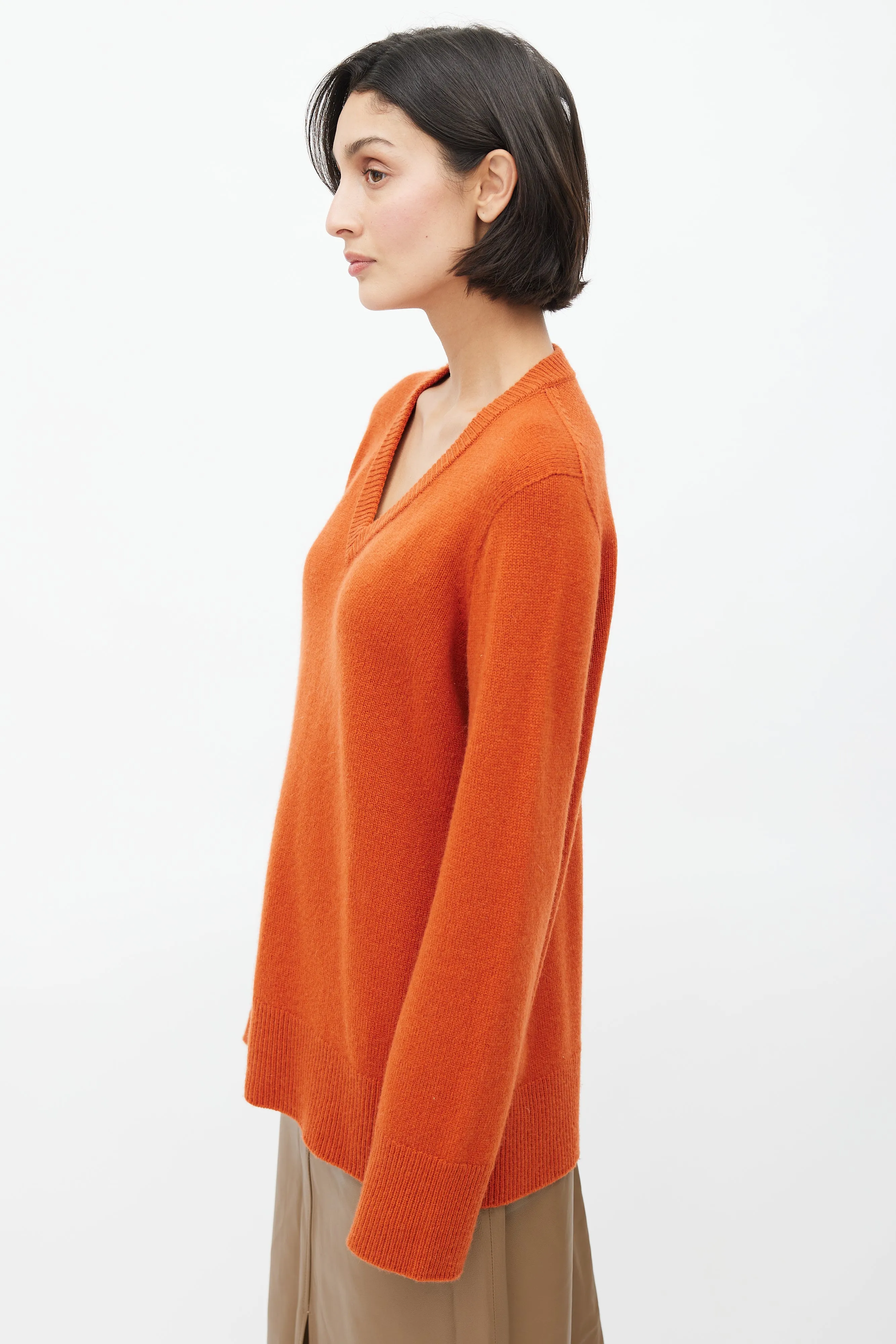 Orange Wool Knit Sweater