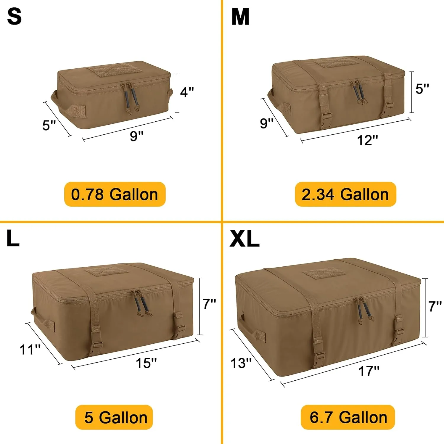 PETAC GEAR 4 PCS Tactical Modular Packing Cubes with Waterproof Material, Large Capacity Storage Bag, Easy Clean Outdoor Travel Organize Storage Pouches Bags (CB)