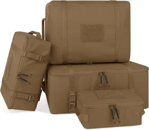 PETAC GEAR 4 PCS Tactical Modular Packing Cubes with Waterproof Material, Large Capacity Storage Bag, Easy Clean Outdoor Travel Organize Storage Pouches Bags (CB)