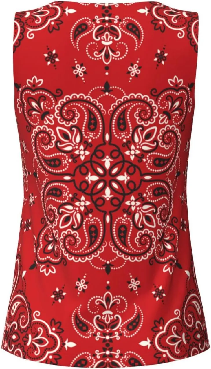 Peynir Paisley Bandana Boho Red Women'S Tank Tops Gym Workout Vest Novelty Graphic Sleeveless Tee Shirt